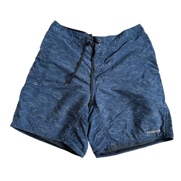Patagonia Mens Swim Trunks Medium Shorts Solid Navy Blue Drawstring Waist - Picture 4 of 7